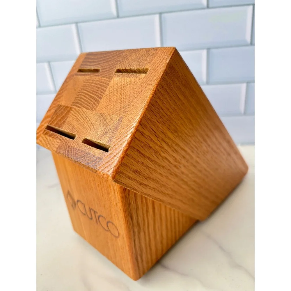Cutco Oak Wood Knife Block 4 Slot Kitchen Cutlery‎ Storage Organizer Natural